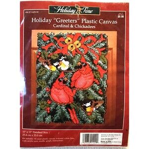 Holiday  "Greeters" Plastic Canvas Cardinal & Chickadees SGP-1429 10"x13" In